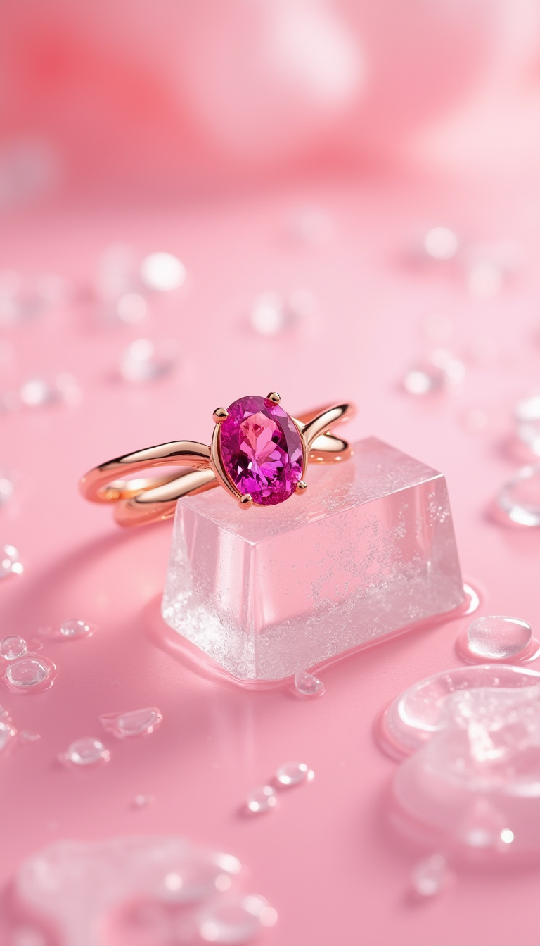 A Delicate Rose Gold Ring With A Pink Sapphire Gem (1)