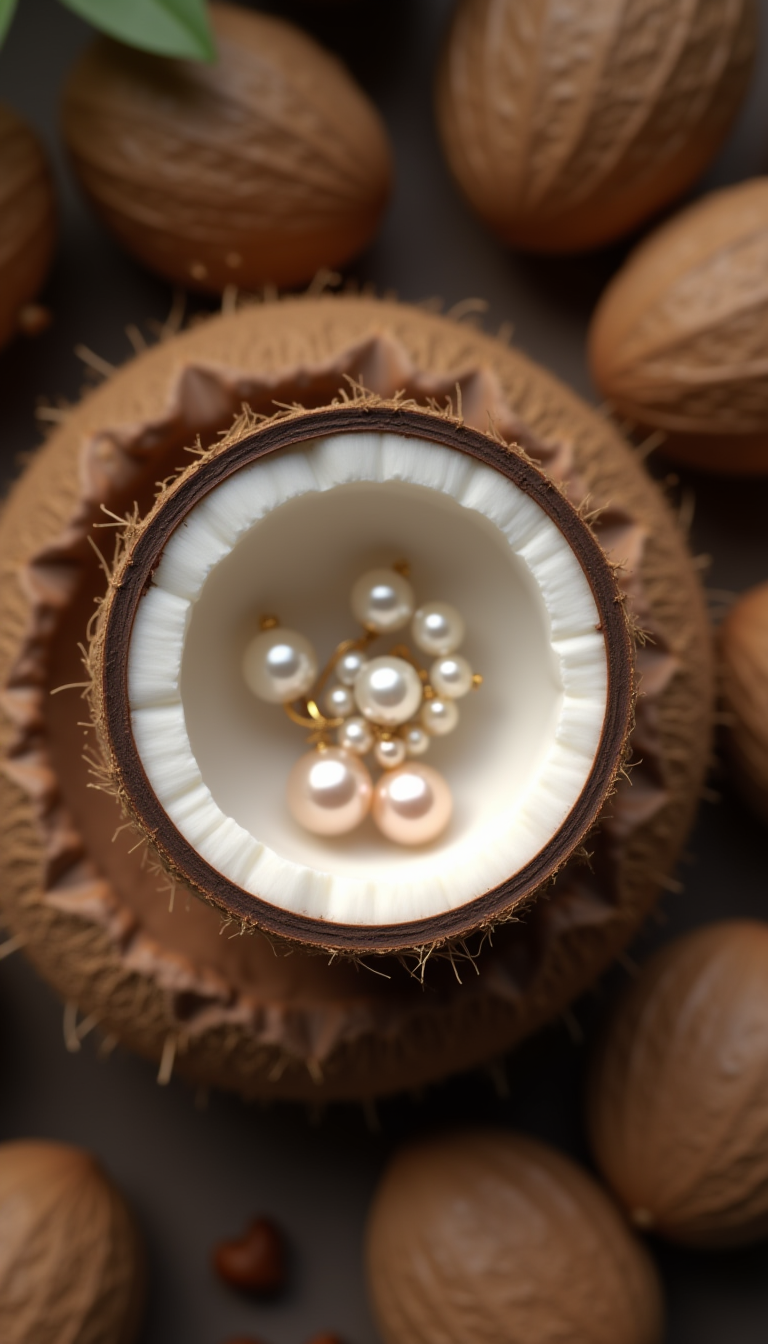 Top View Of A Coconut Shell Used As A Jewelry Hold (3)
