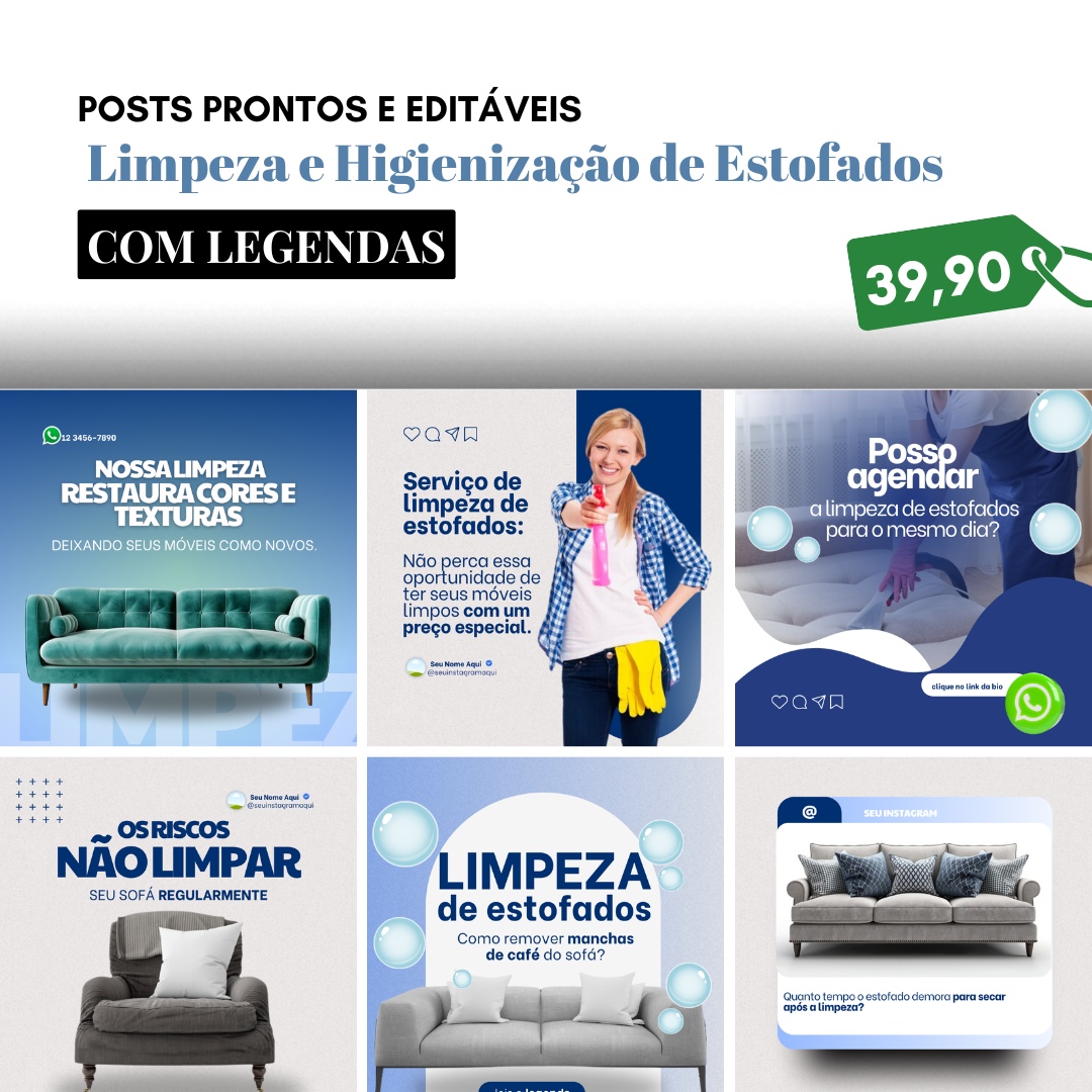 Pack no Canva Grátis para Limpeza de Estofados