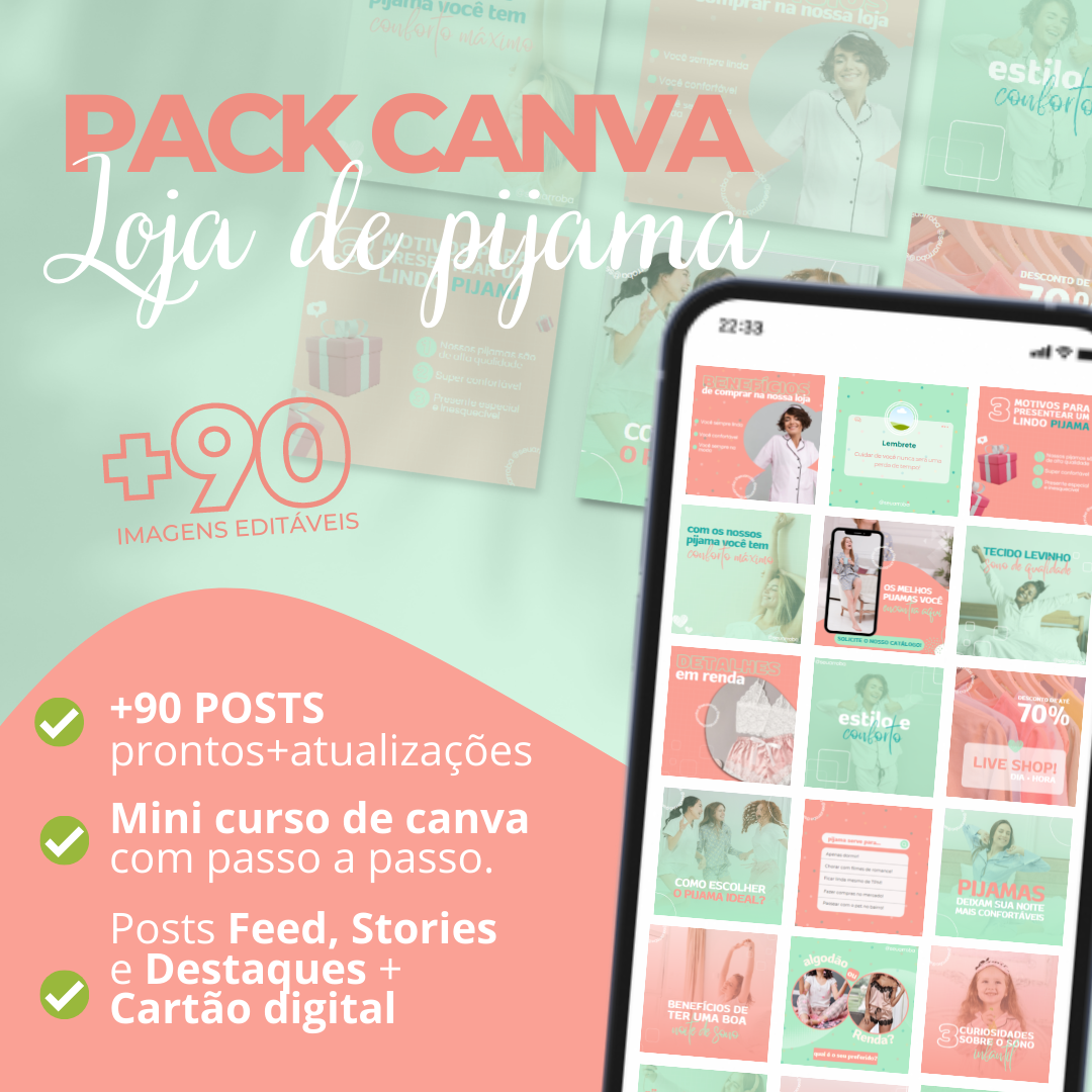 Pack Canva Loja de Pijamas
