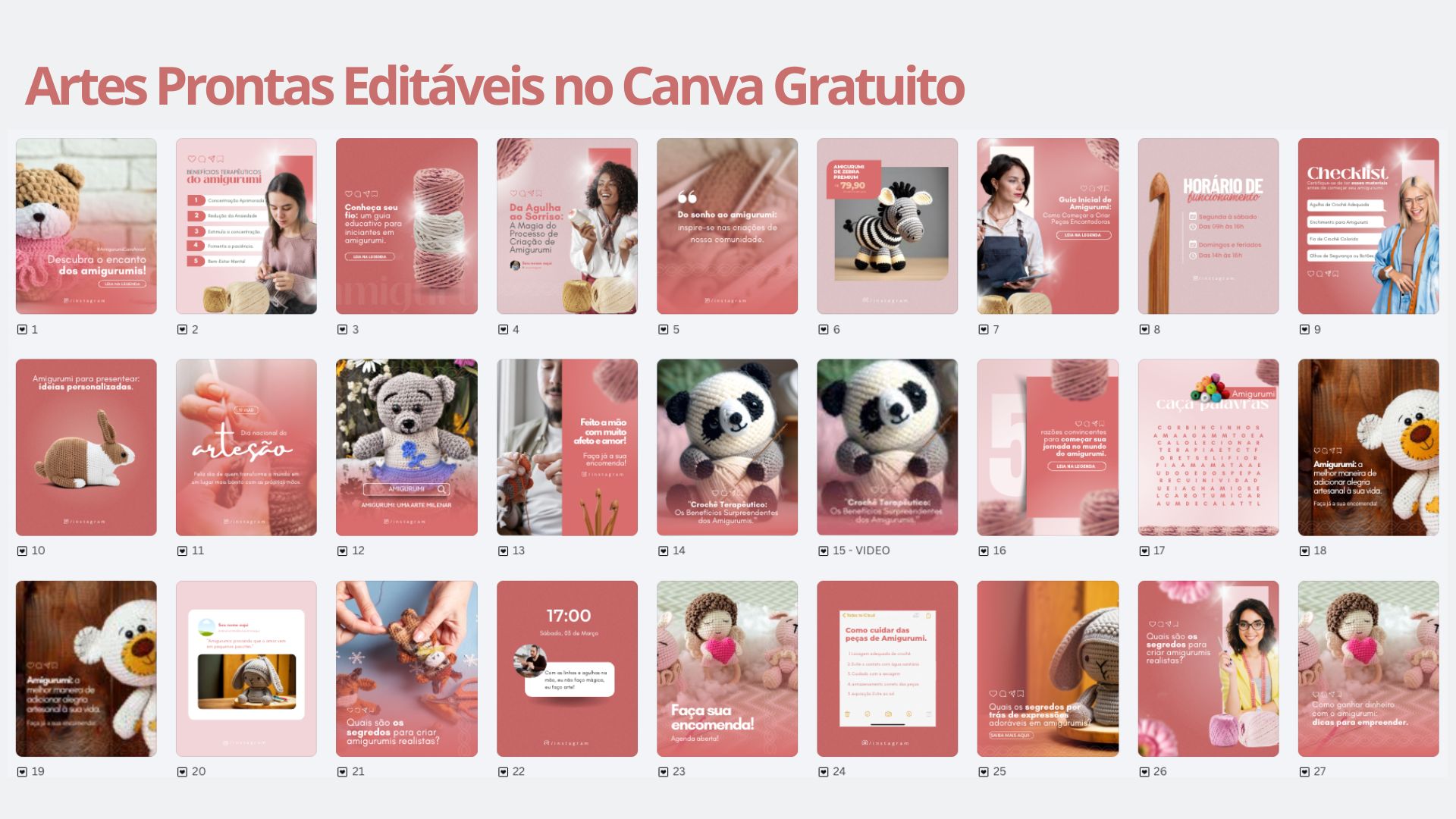 Artes Prontas Editáveis para Amigurumi