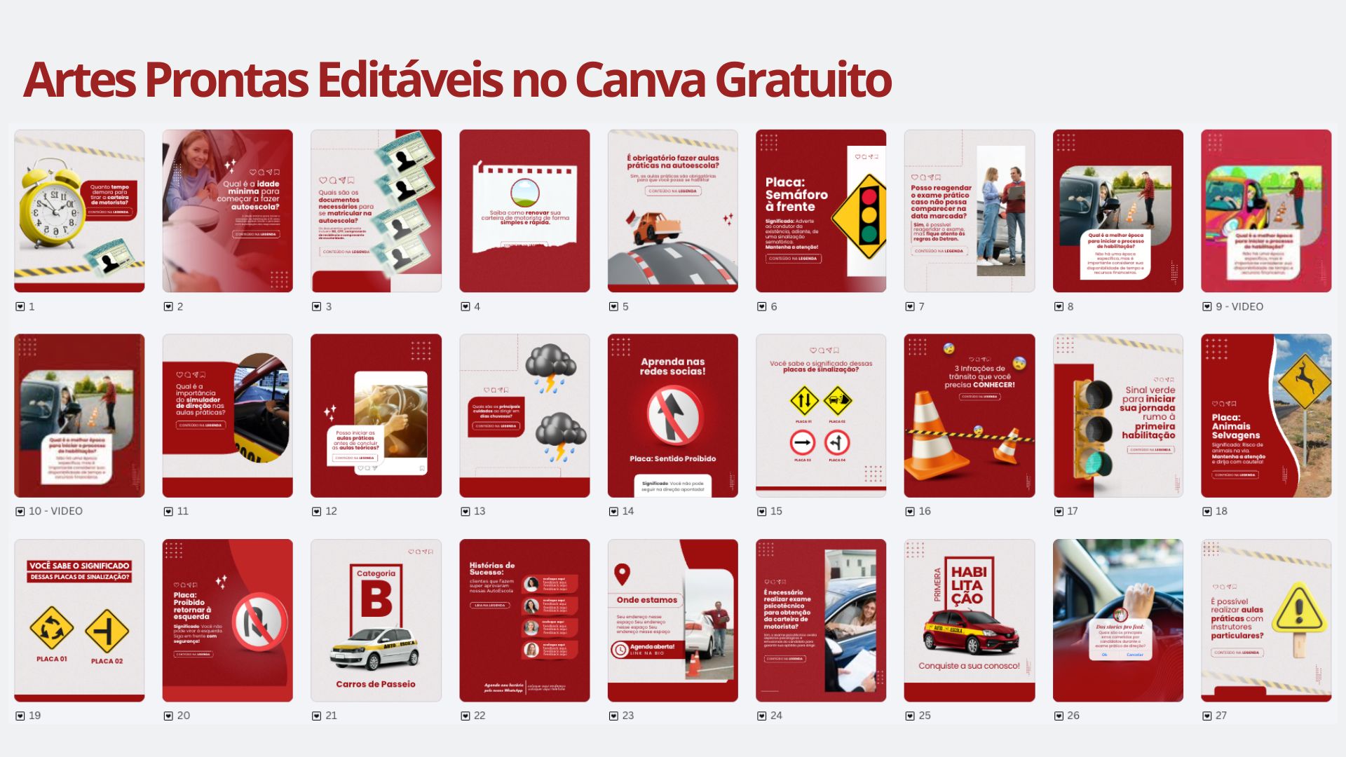 Artes Prontas Editáveis para Auto Escola