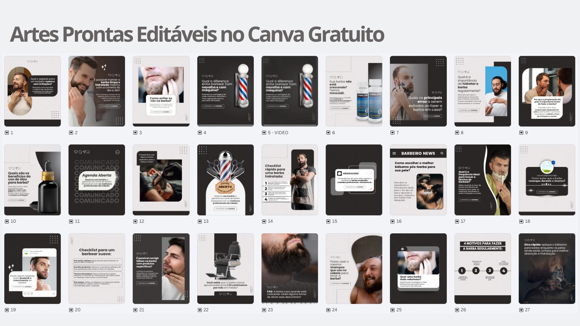 Artes Prontas Editáveis para Barbearia