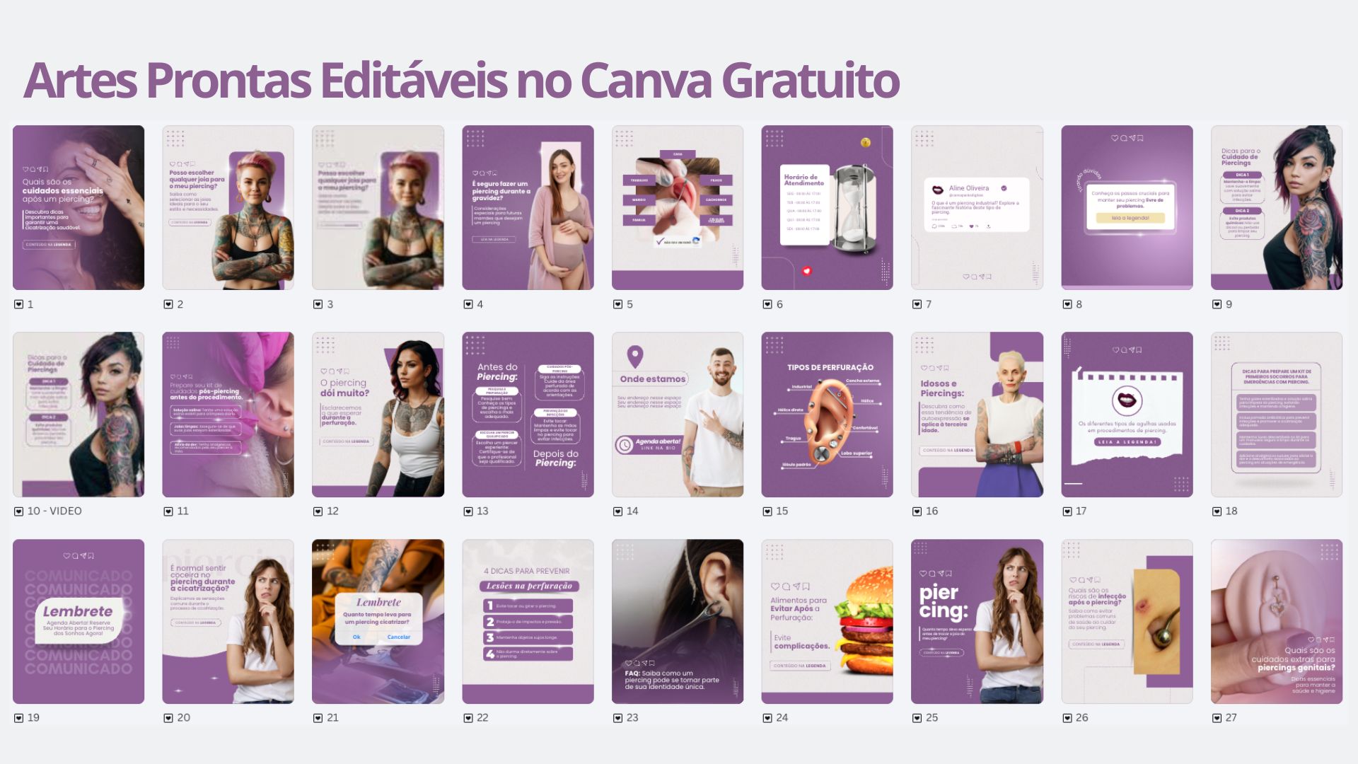 Artes Prontas Editáveis para Body Piercing