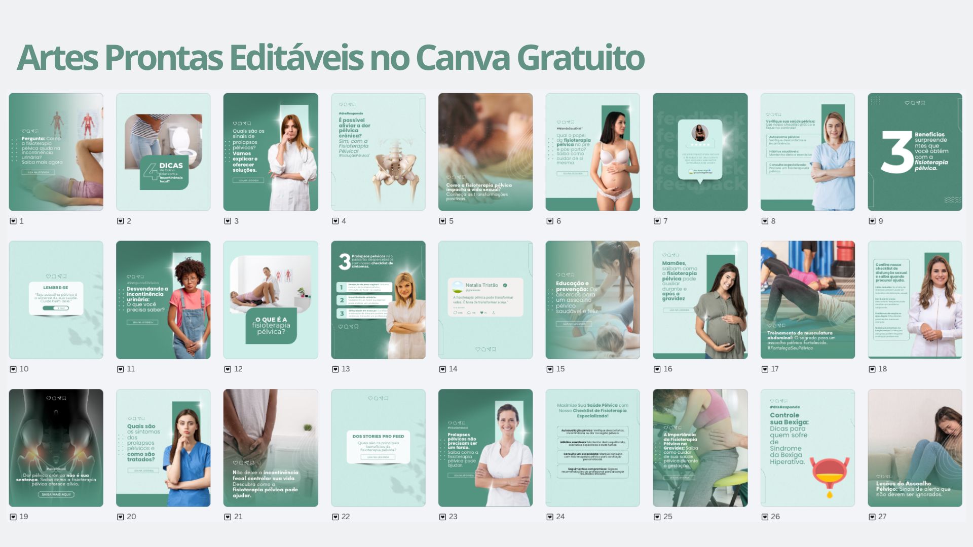Artes Prontas Editáveis para Fisioterapia Pélvica