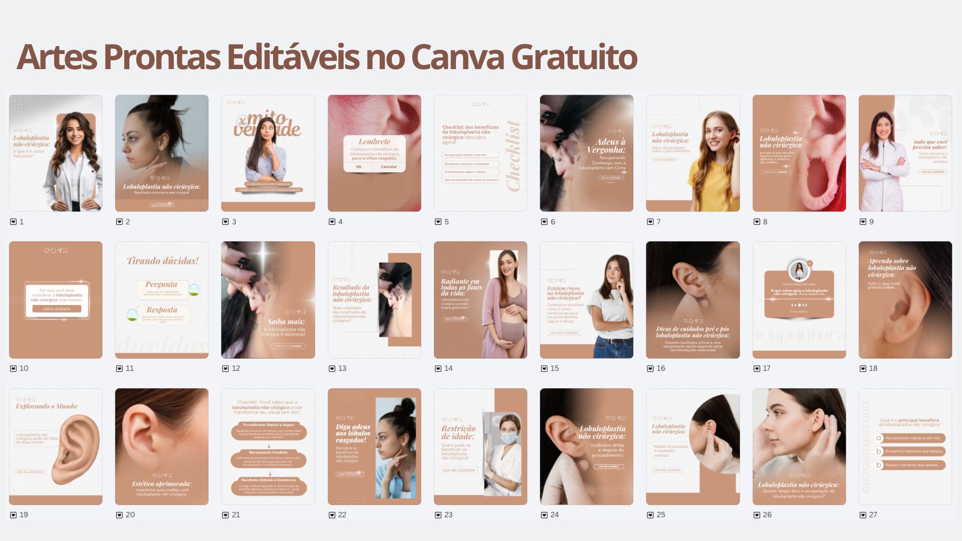 Artes Prontas Editáveis para Lóbuloplastia Não Cirúrgica