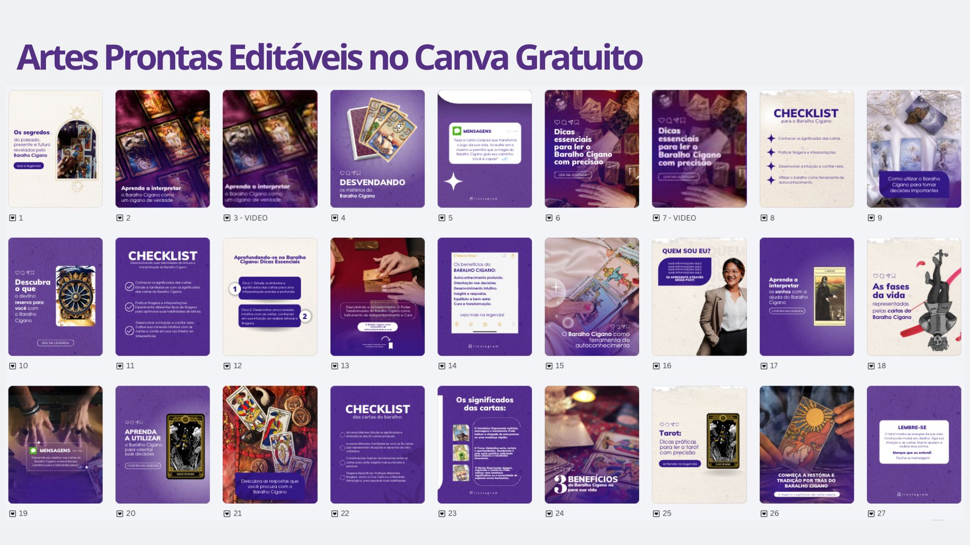 Artes Prontas Editáveis para Tarot e Baralho Cigano
