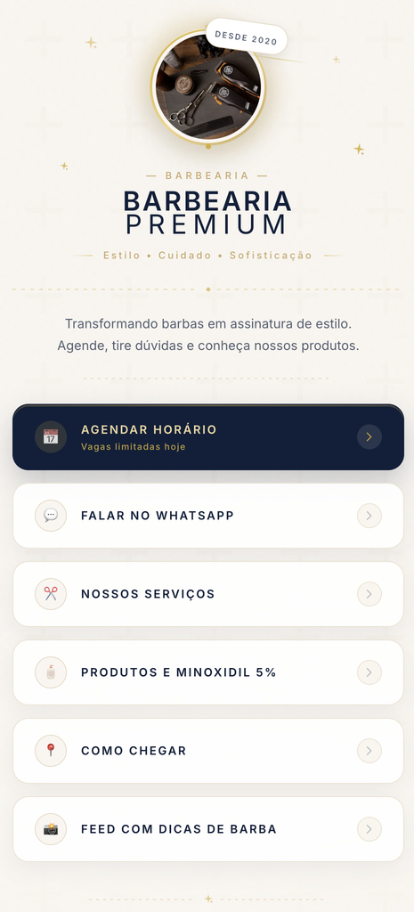 Exemplo de link da bio para barbearia